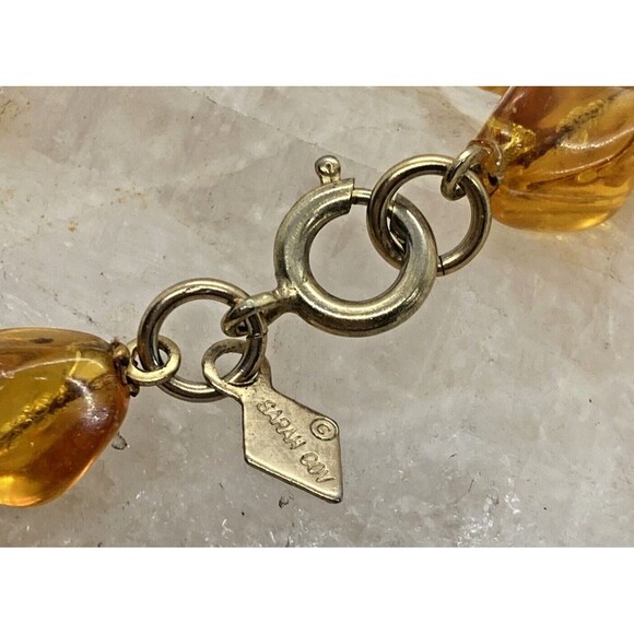 Vintage Sarah Coventry Signed 36'' Amber Acrylic Twisted Bead Beaded Necklace‎ - Picture 4 of 6